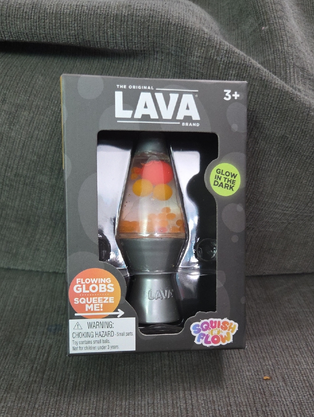LAVA Glow-in-the-Dark Mini Lava Lamp - Gray with Orange & Yellow Globes